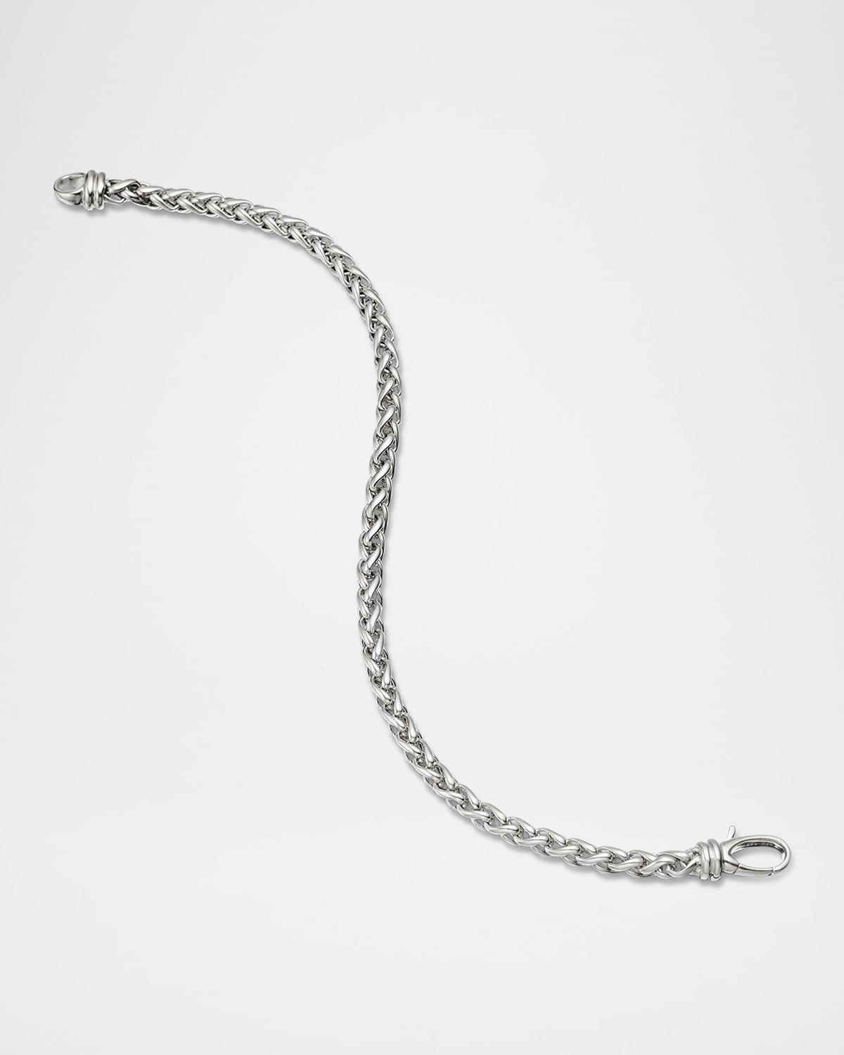 Men's Wheat Chain Bracelet in Silver, 4mm - 3