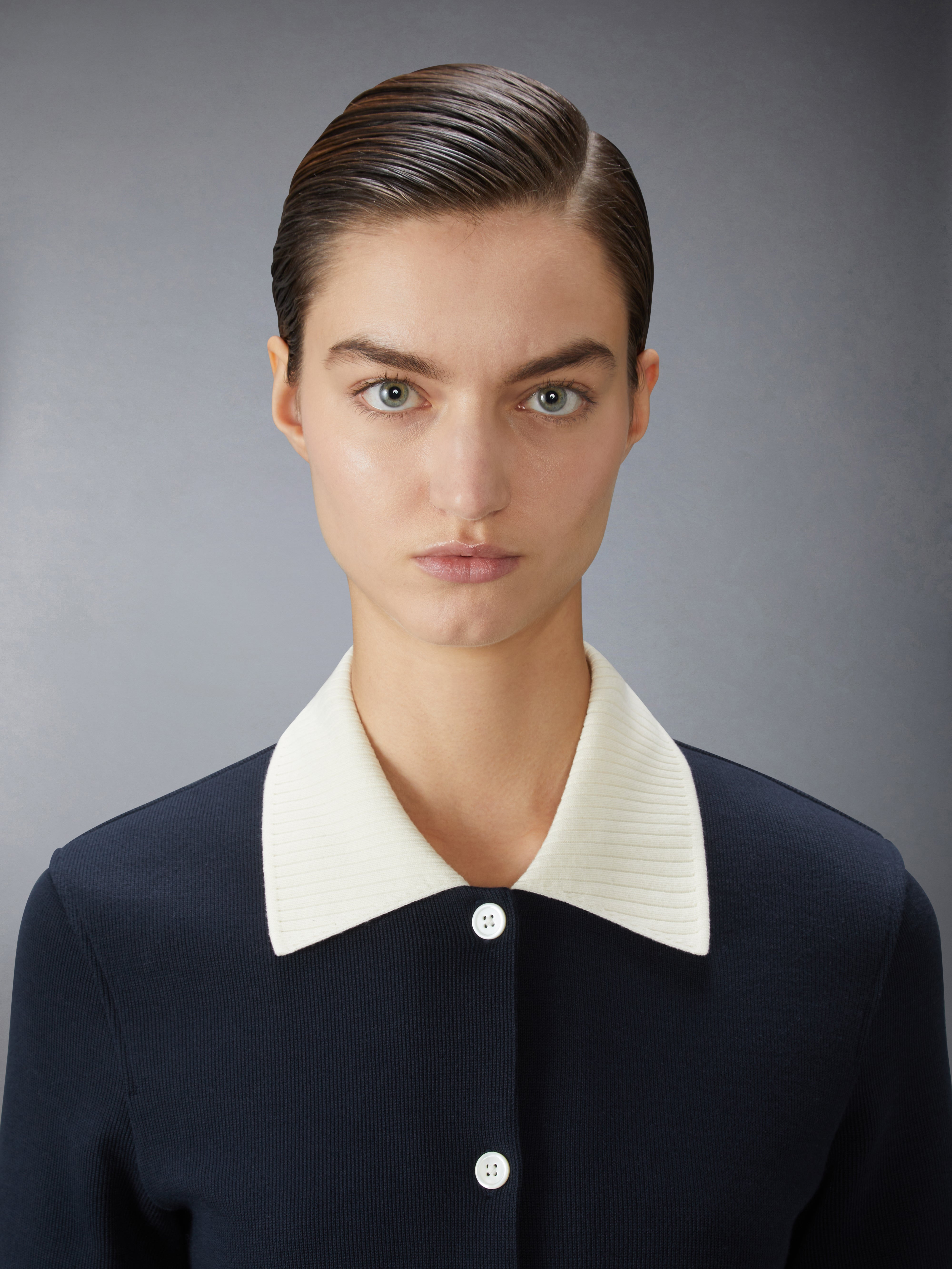 SOLID DOUBLE FACE KNIT POLO DRESS - 6