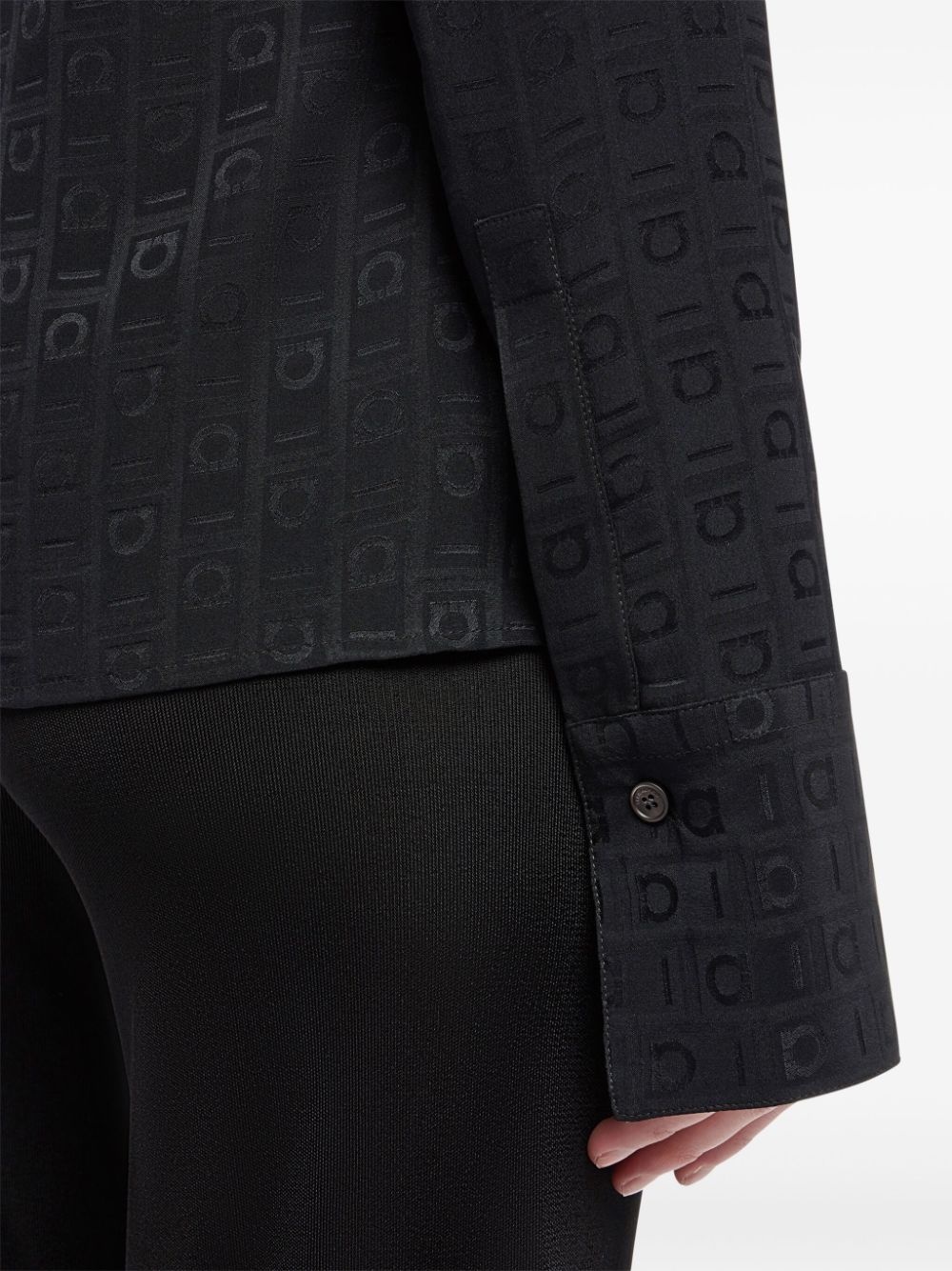 Gancini-jacquard silk blouse - 6