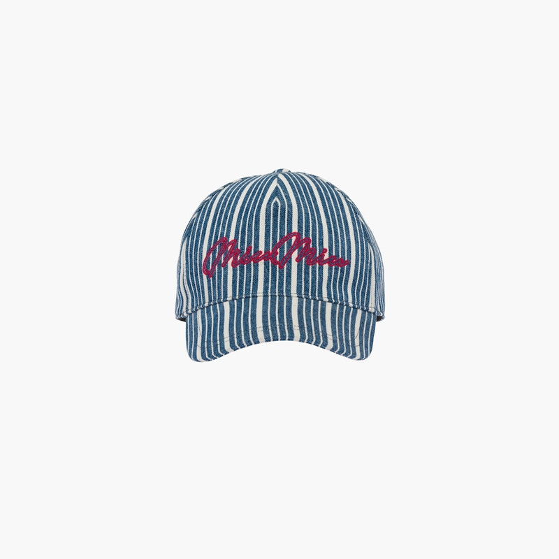 Printed denim baseball cap 1