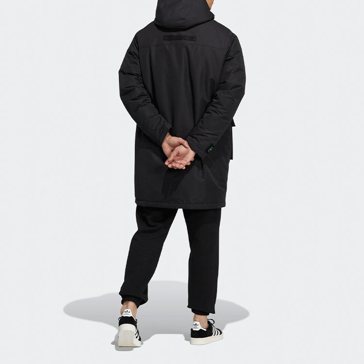Men's adidas originals 2 In 1 Sports Long Hooded With Down Feather Black Jacket H58062 - 4