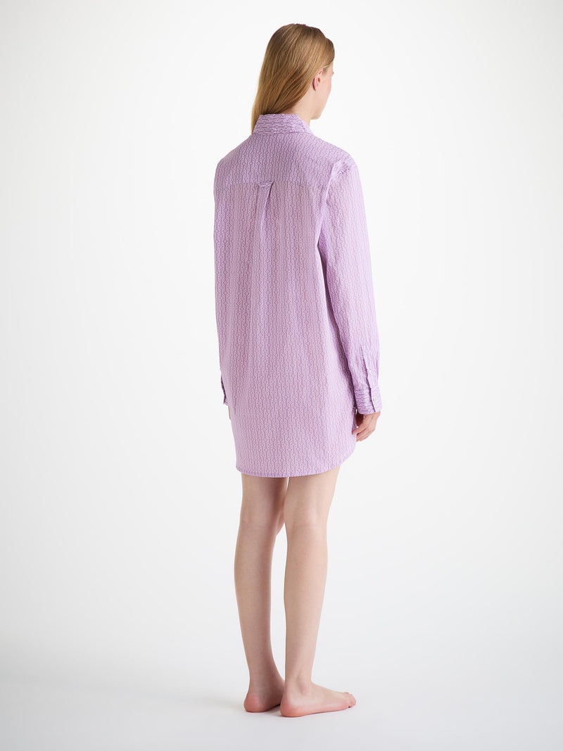 Women's Nightshirt Cotton Batiste Lilac Rope Print - 4