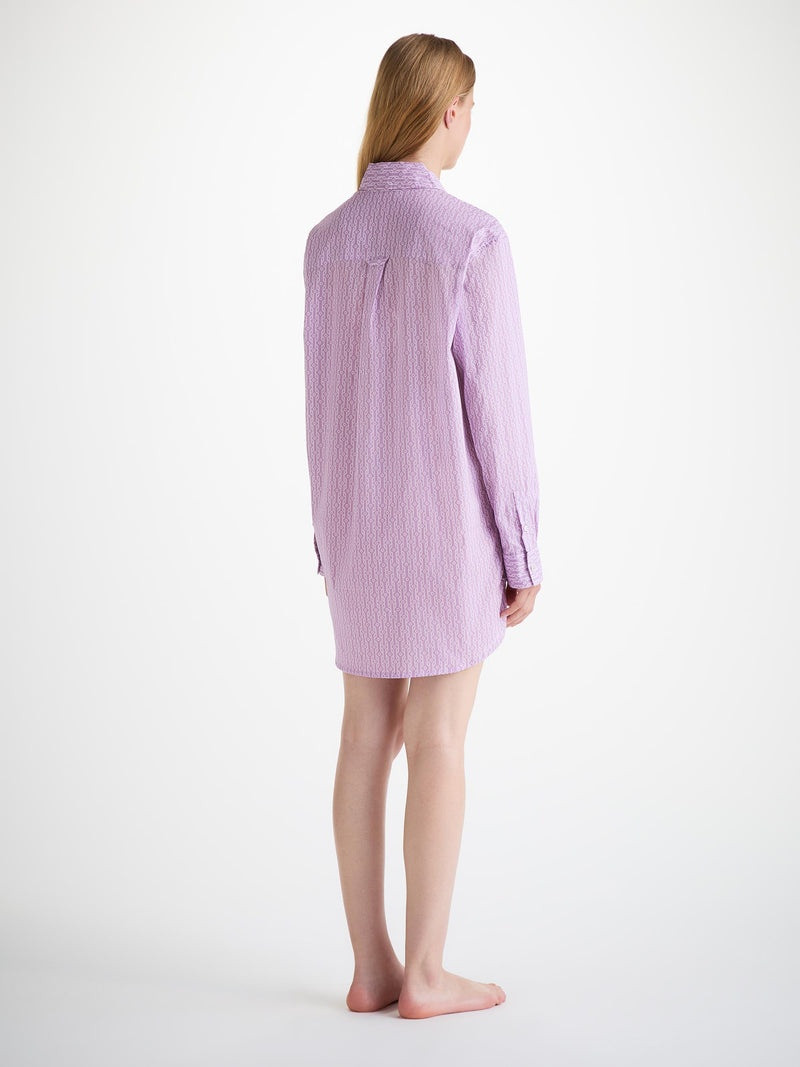 Women's Nightshirt Cotton Batiste Lilac Rope Print 4
