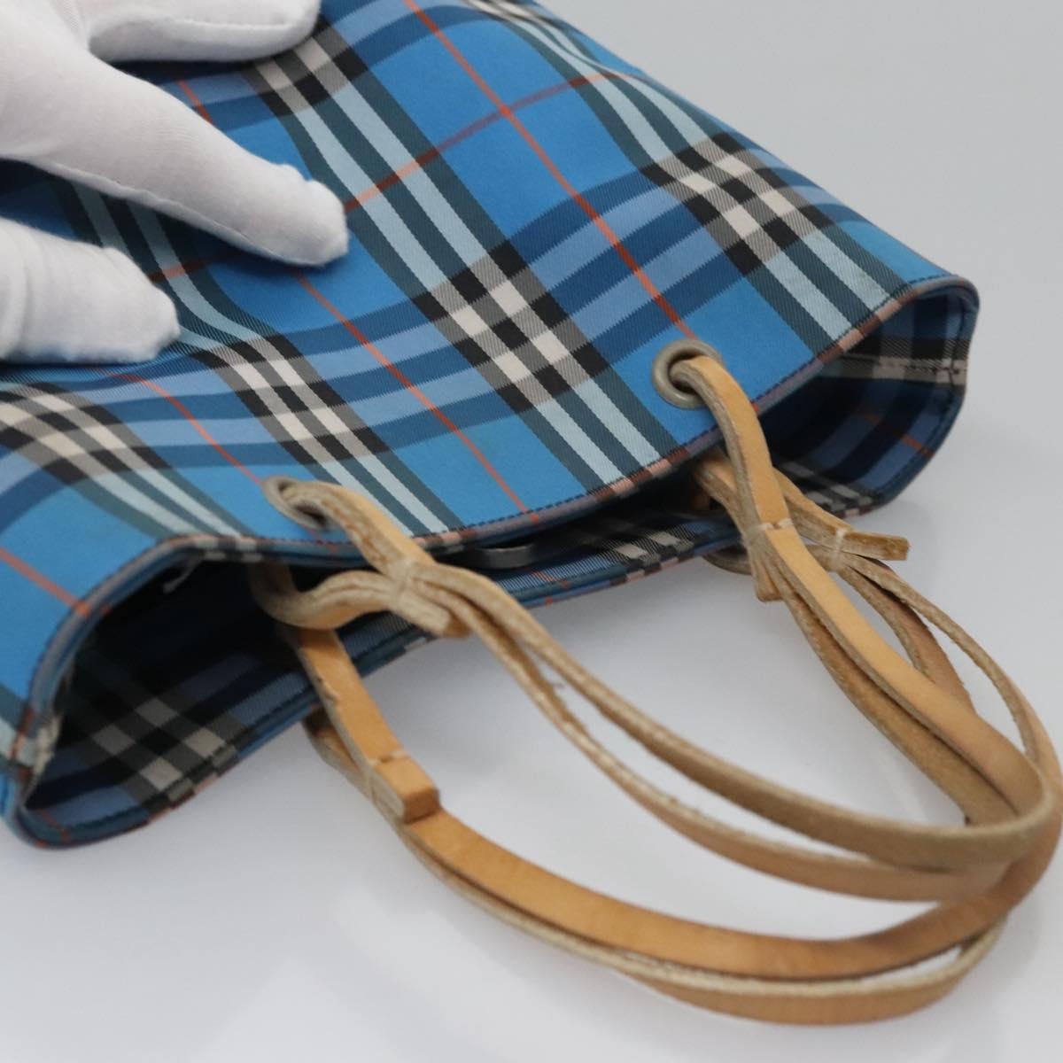 Burberry Nova Check Hand Bag Nylon Blue - 6