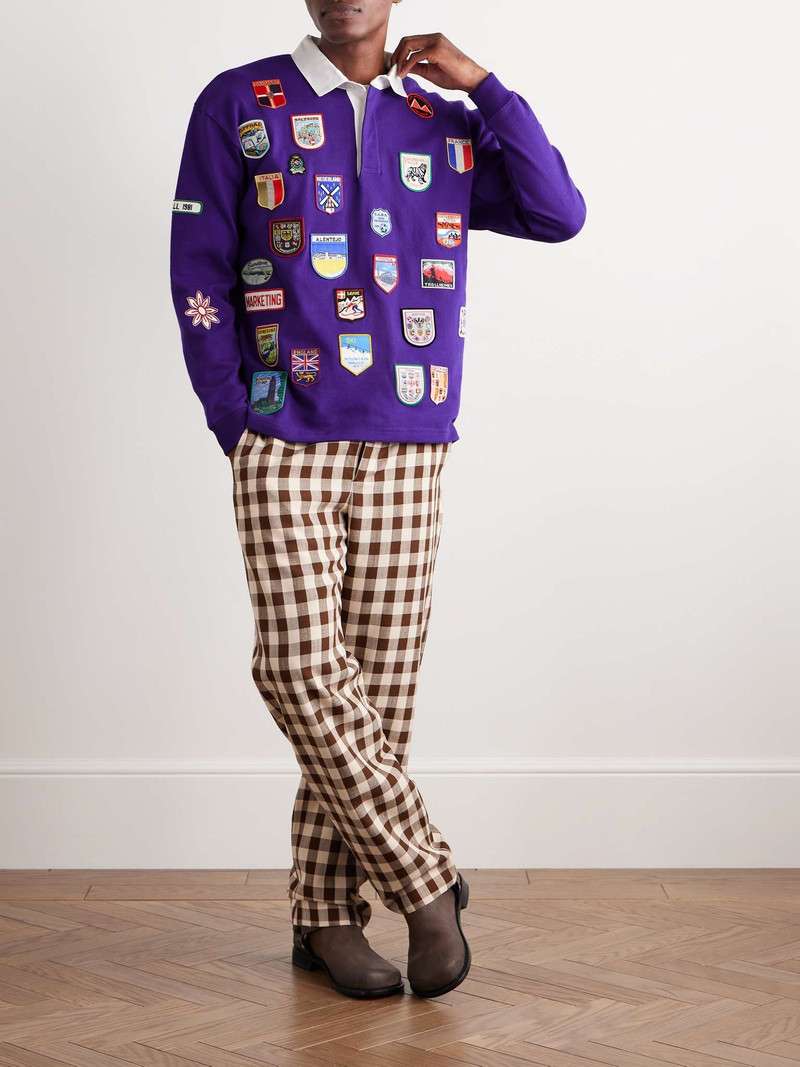 BODE Appliquéd Cotton-Jersey Polo Shirt outlook