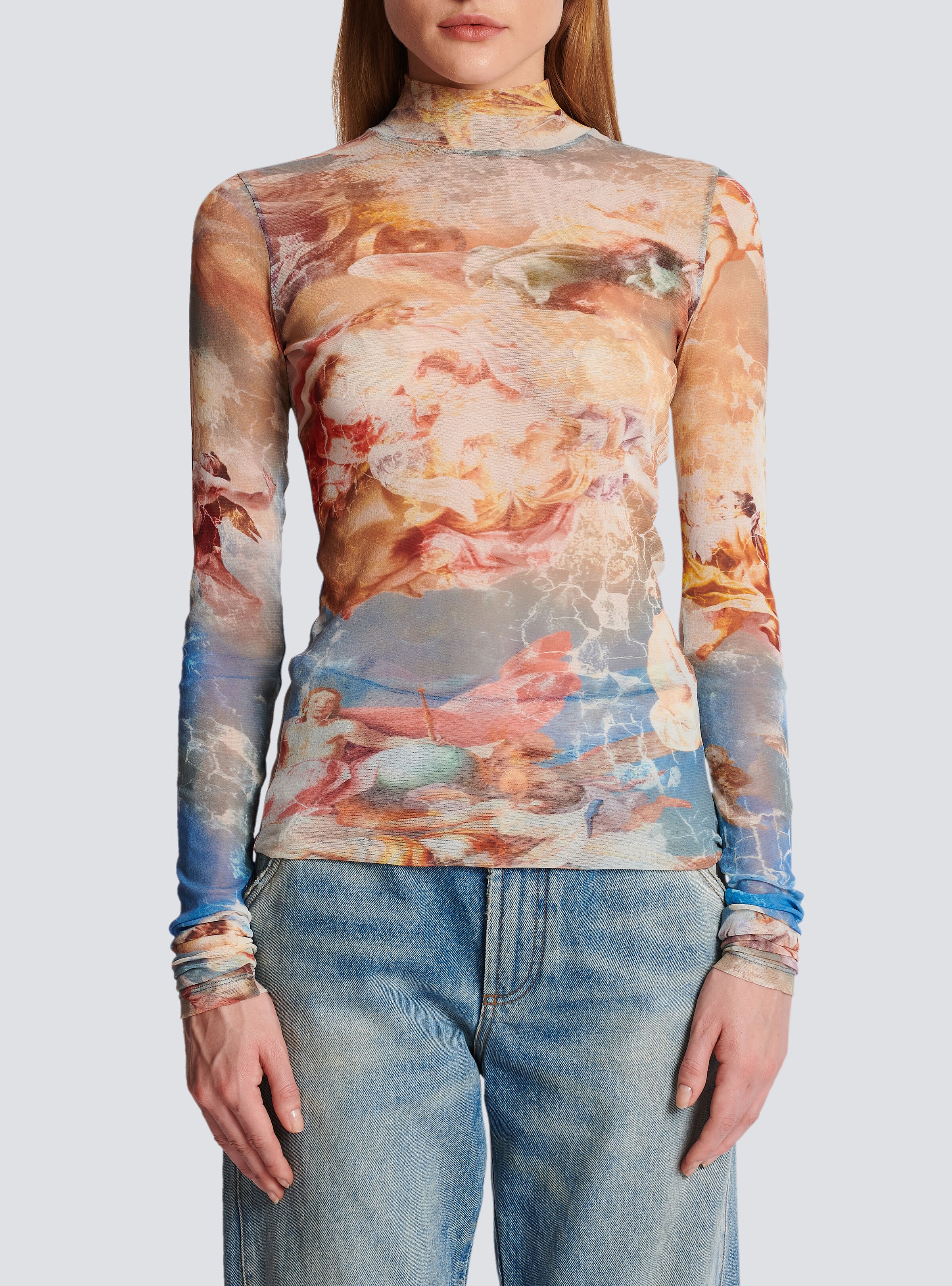 Sky printed tulle top - 5