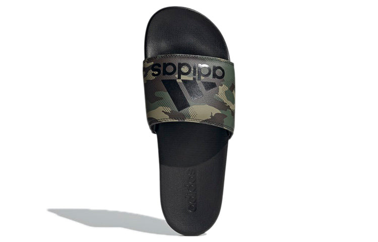 adidas Adilette Comfort Sandals Casual Sports Slippers Black Green Camouflage Unisex 'Black Green' G - 5