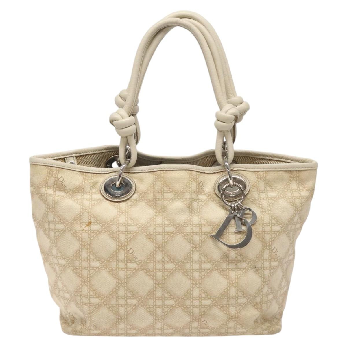 DIOR Canage Hand Bag Coated Canvas Beige Silver - 2
