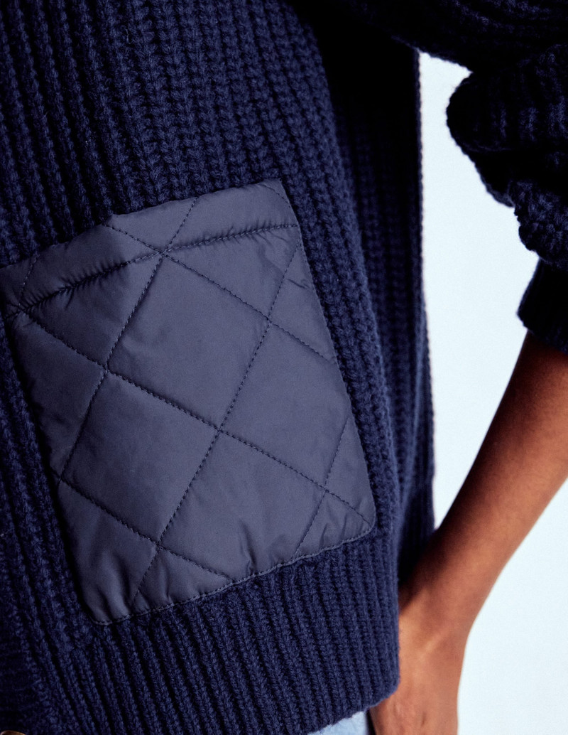 Short Quilted Knitted Jacket-Navy 4