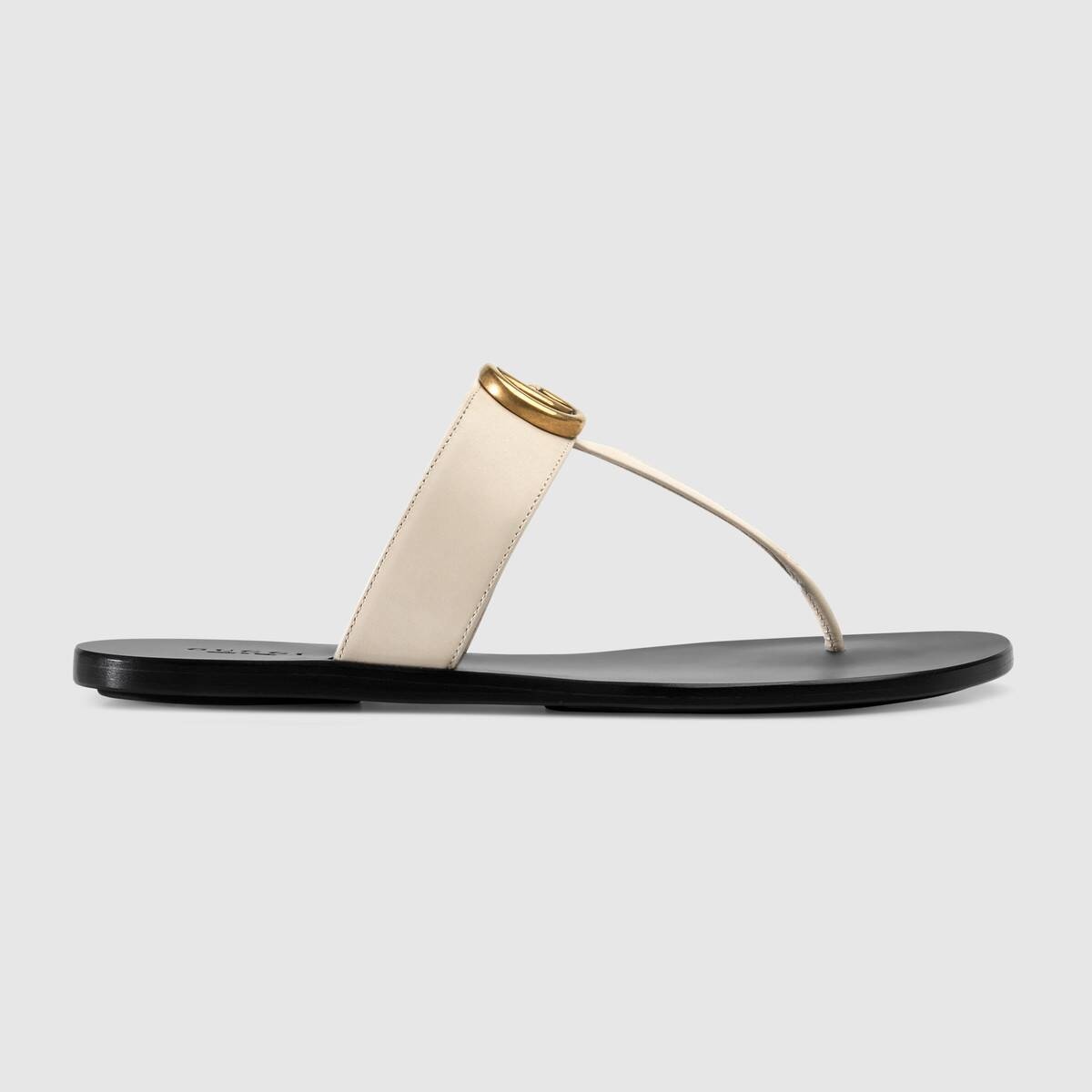 Leather thong sandal with Double G - 1