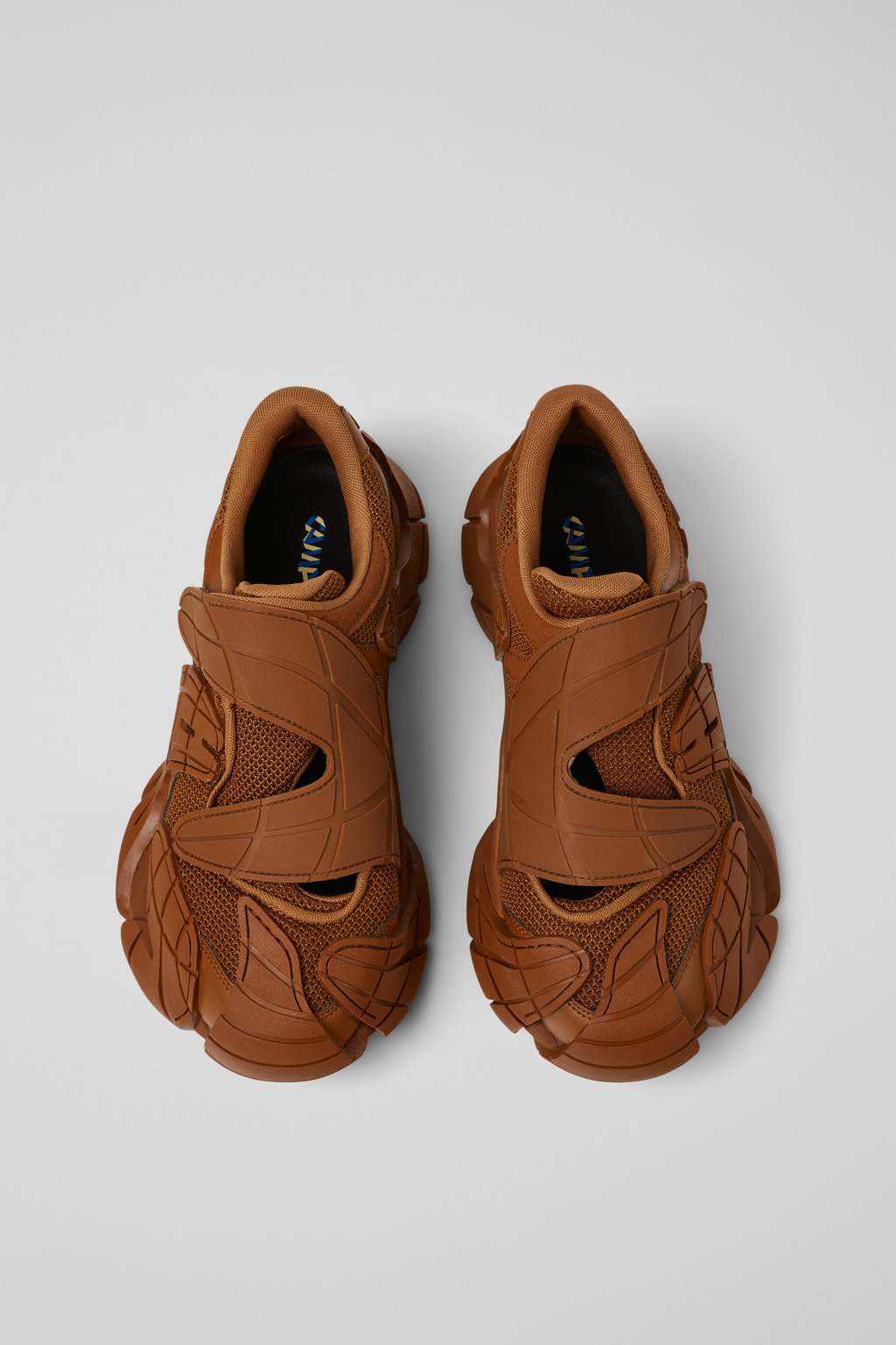 Brown Textile Semi-Open Sneakers - 4