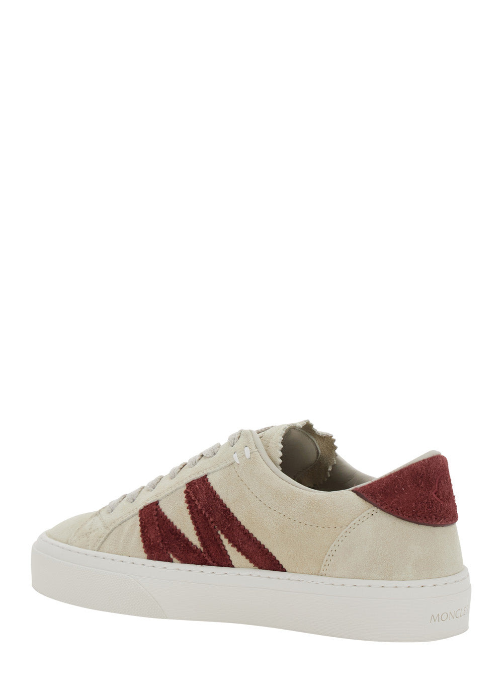 Moncler Women White Low Top Sneakers With Logo Detail On The Side And Logo Patch On The Tongue In Le - 3