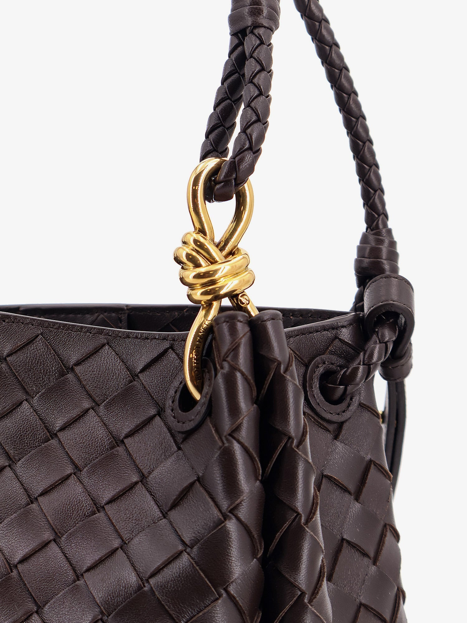 PARACHUTE LEATHER SHOULDER BAG WITH INTRECCIATO MOTIF AND KNOT DETAIL - 5