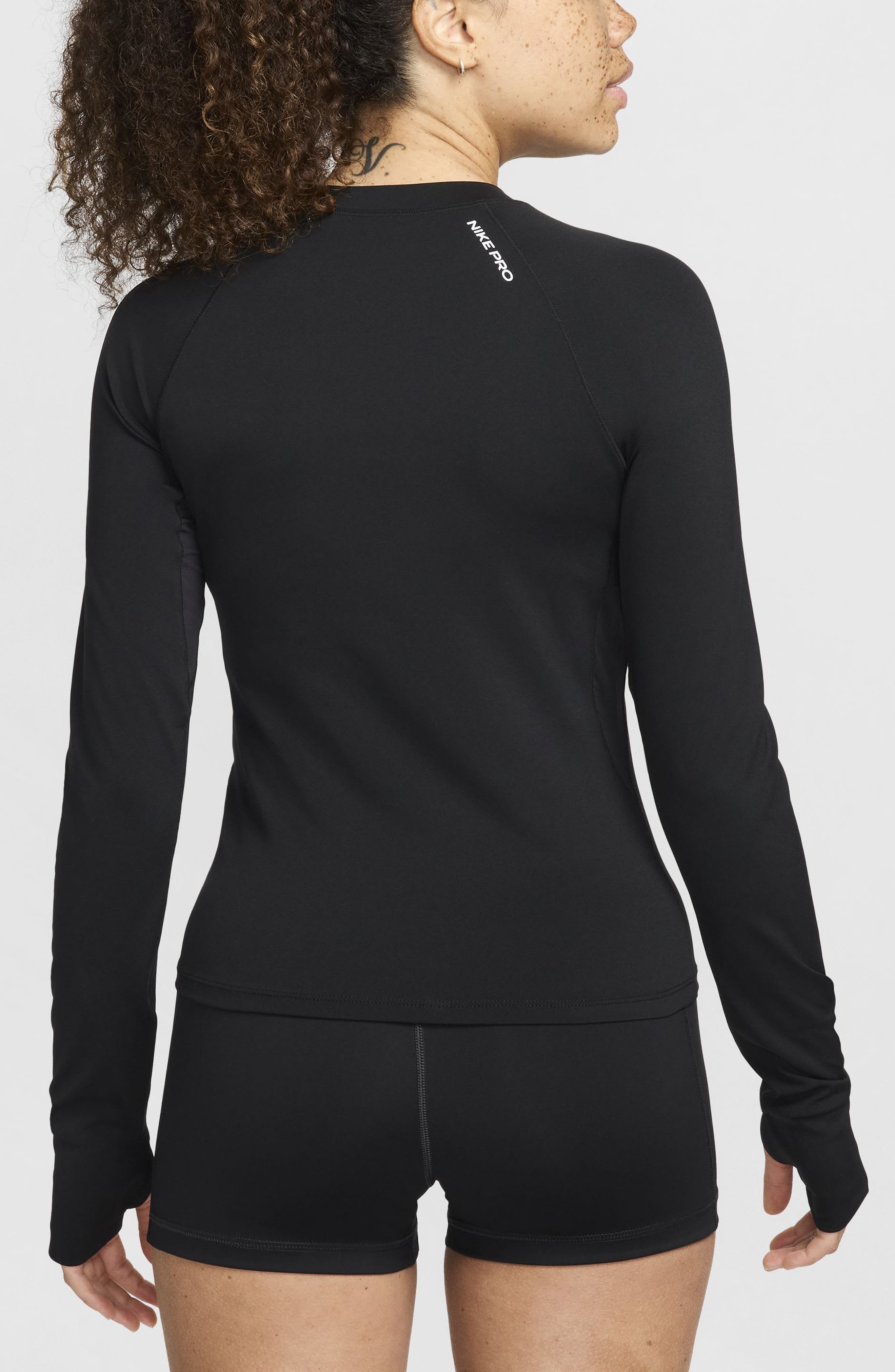Nike Pro Dri-FIT Long Sleeve Top in Black/White at Nordstrom - 2