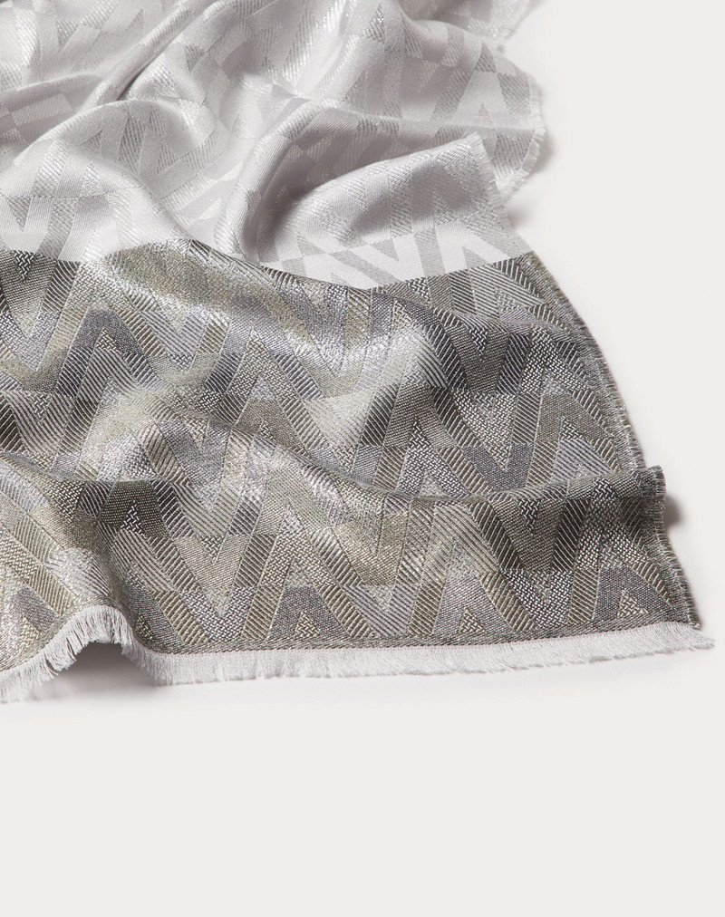 Valentino STOLE WITH SHINY OPTICAL VALENTINO JACQUARD IN SILK AND CASHMERE 75X200 CM outlook