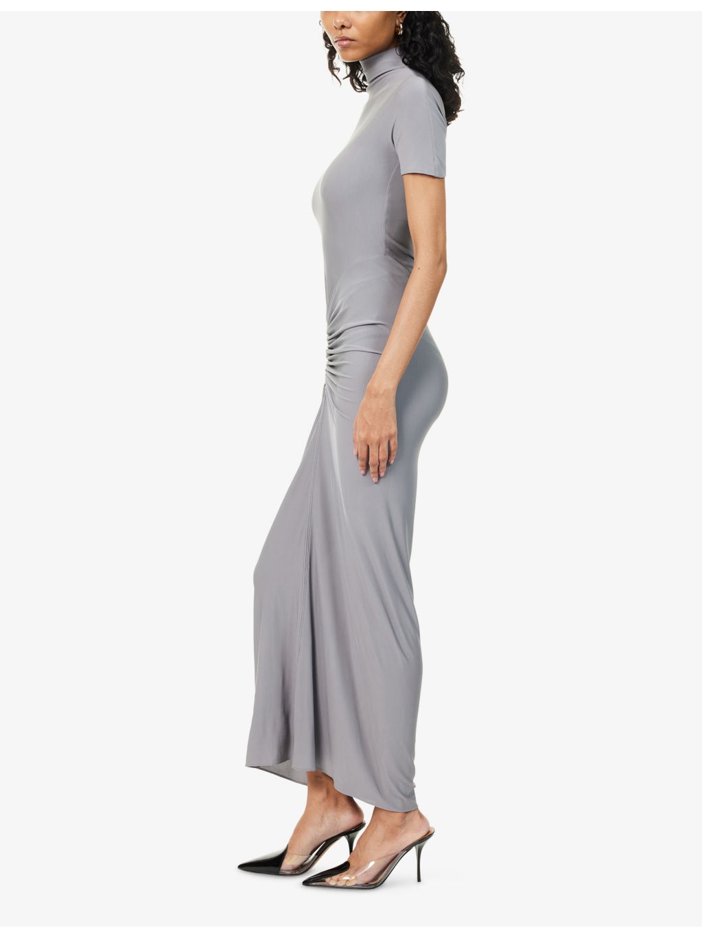 Draped High-Neck Stretch-Woven Maxi Dress - 3