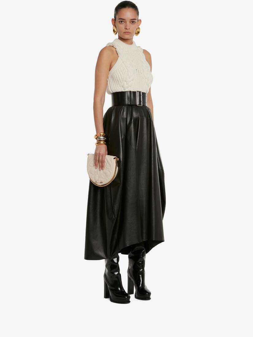 Women's Wool Cable Sleeveless Jumper in Ivory - 5