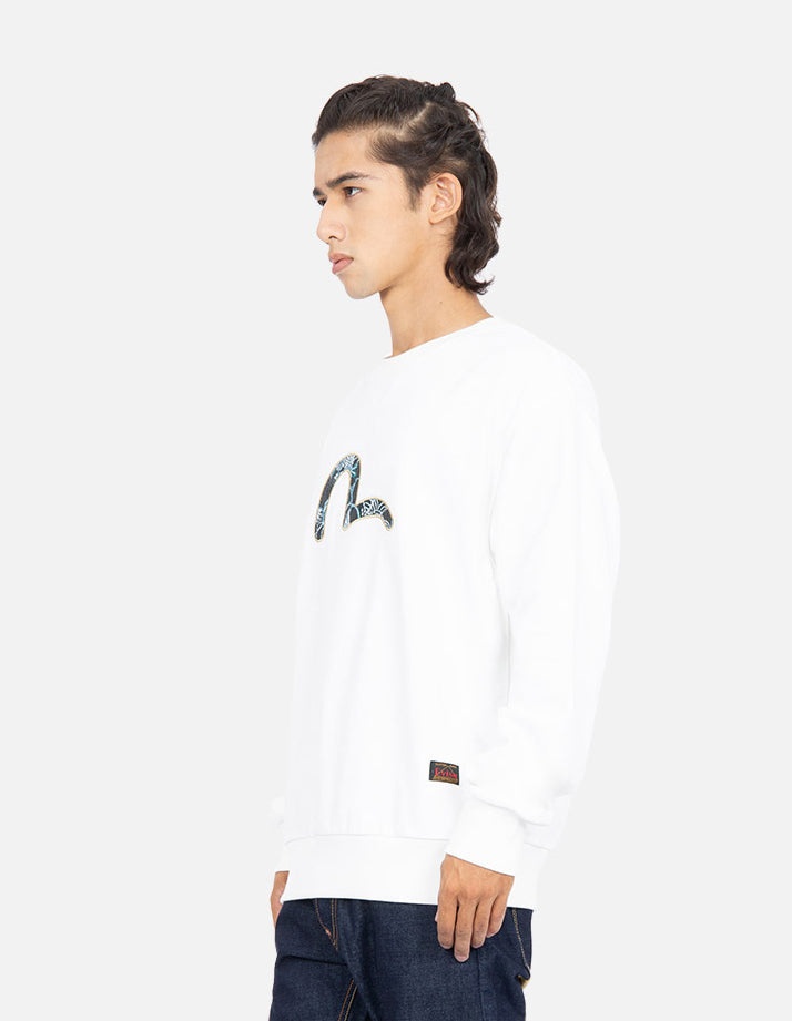 Japanese-pattern Seagull Print Sweatshirt - 7