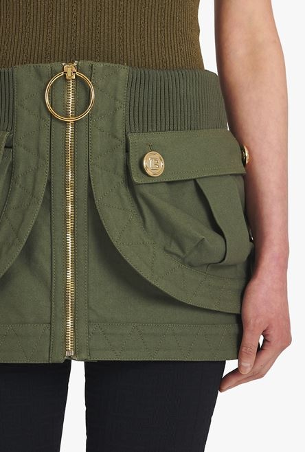 Short khaki denim low-rise skirt - 6