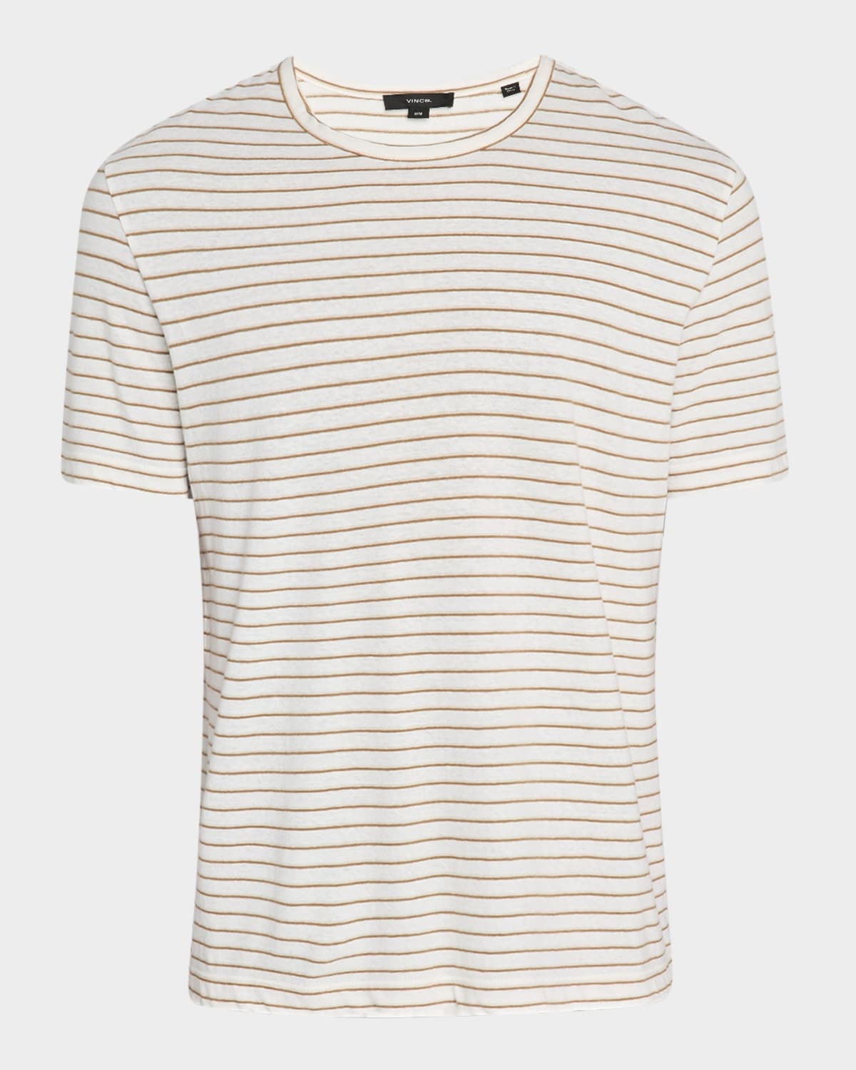 Men's Linen and Cotton Pinstripe Crewneck T-Shirt - 1