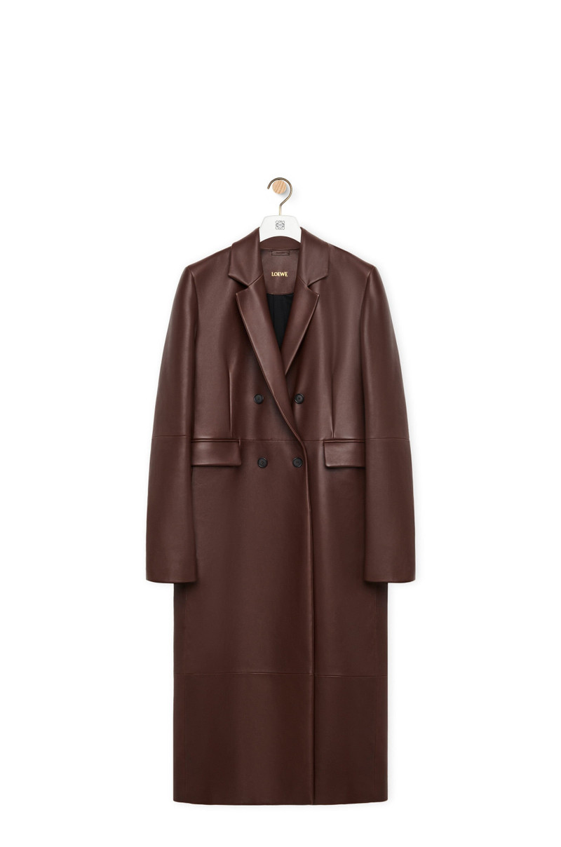 Double breasted coat in nappa lambskin 1