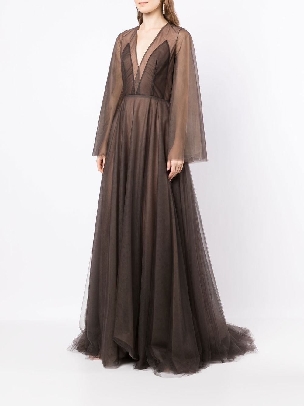 sheer-panel evening gown - 3