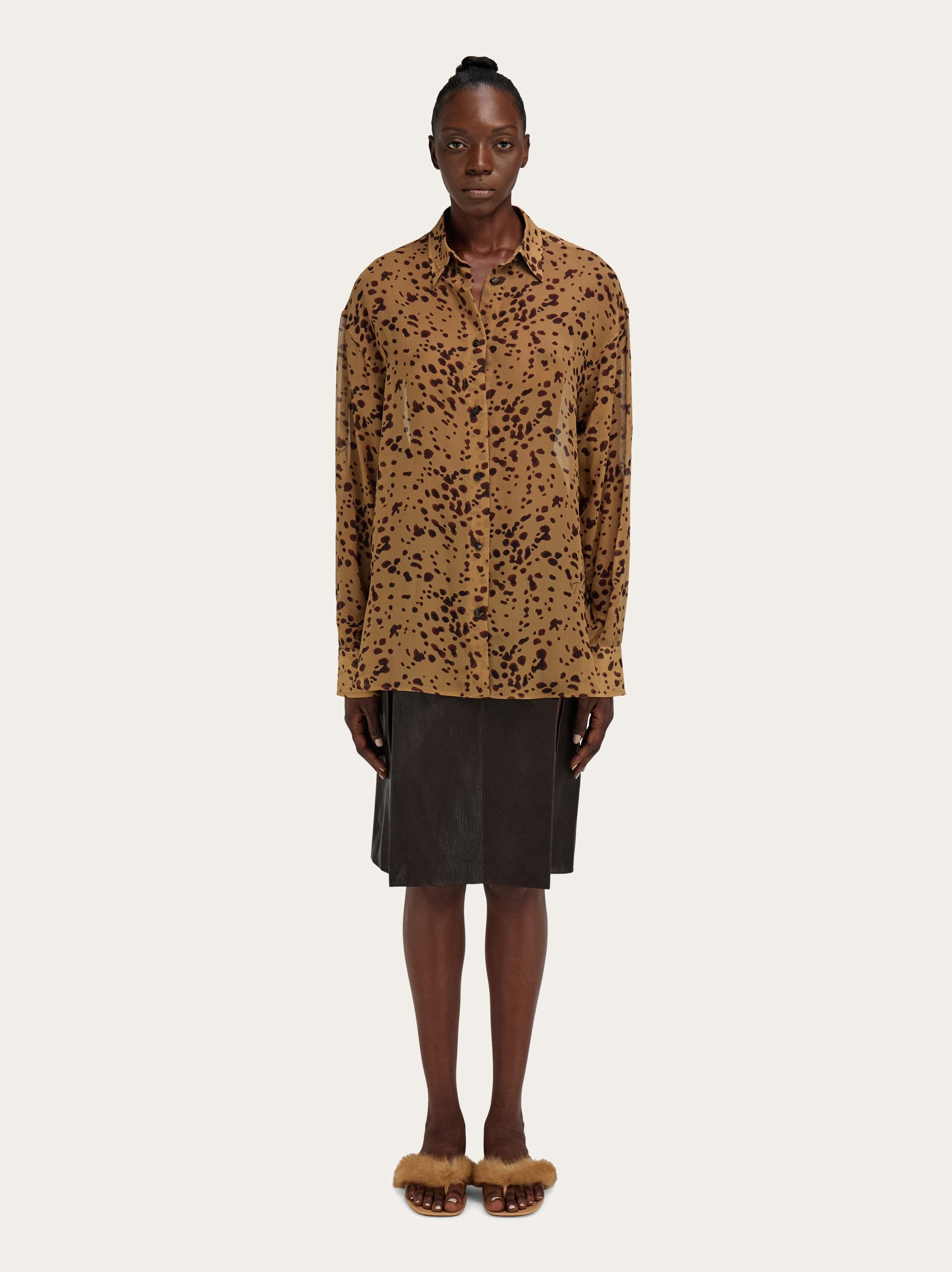 Georgette shirt with orchid print - 8