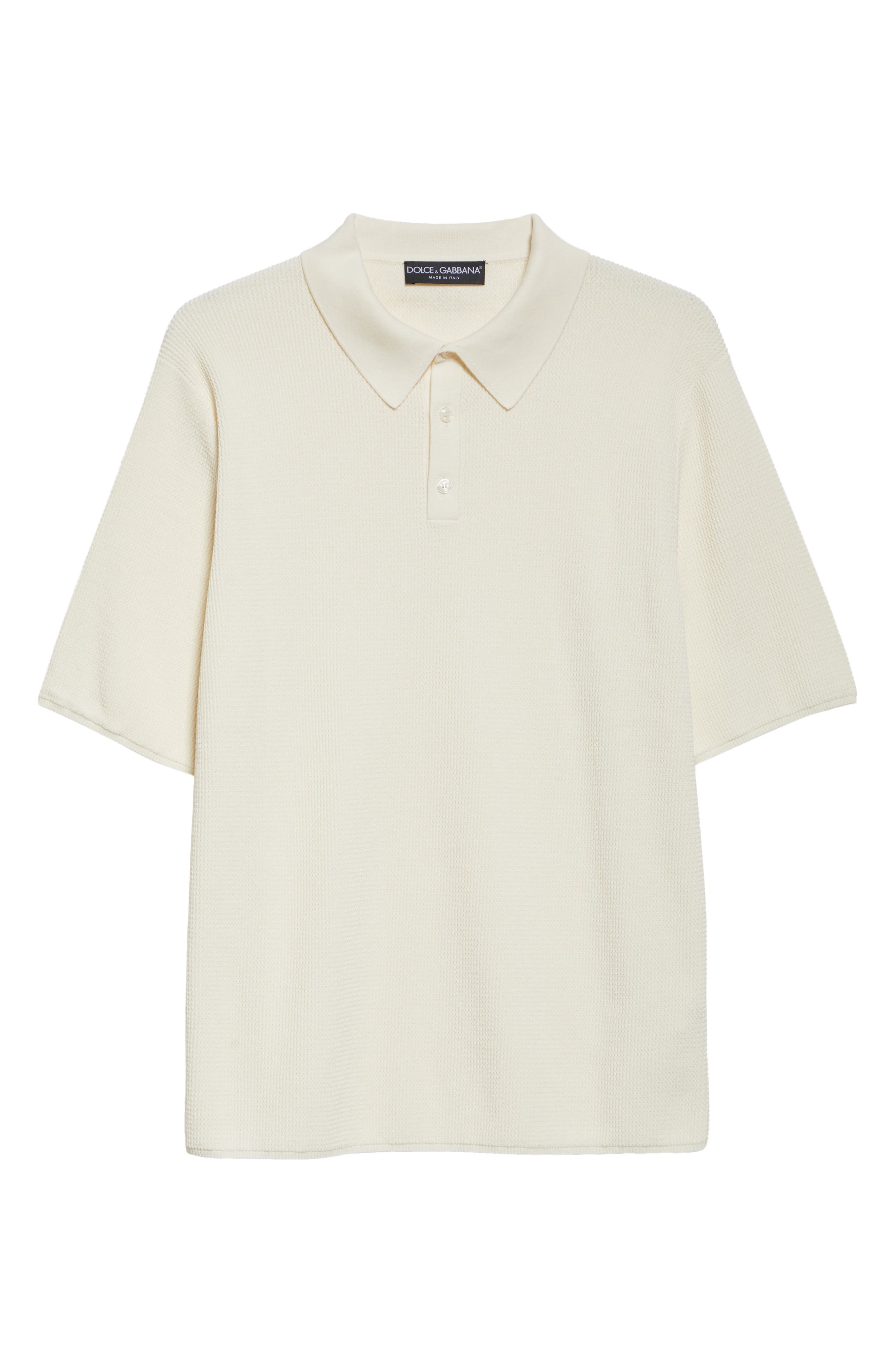 Dolce&Gabbana Cotton Knit Polo in W0001 Natural White at Nordstrom - 5