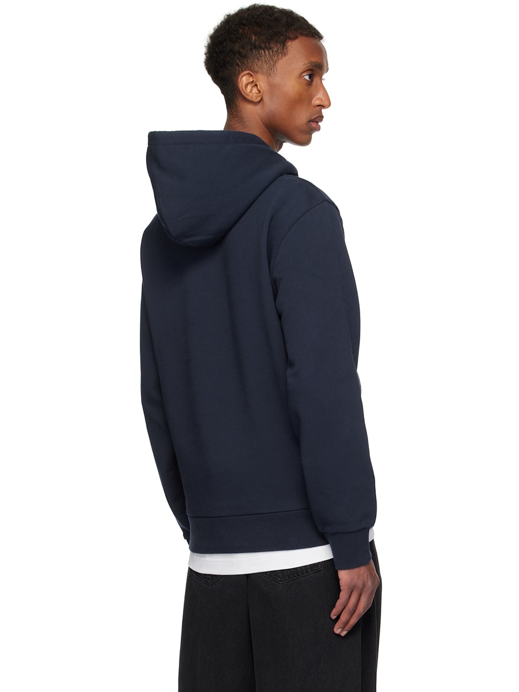 Navy Script Embroidery Hoodie - 3