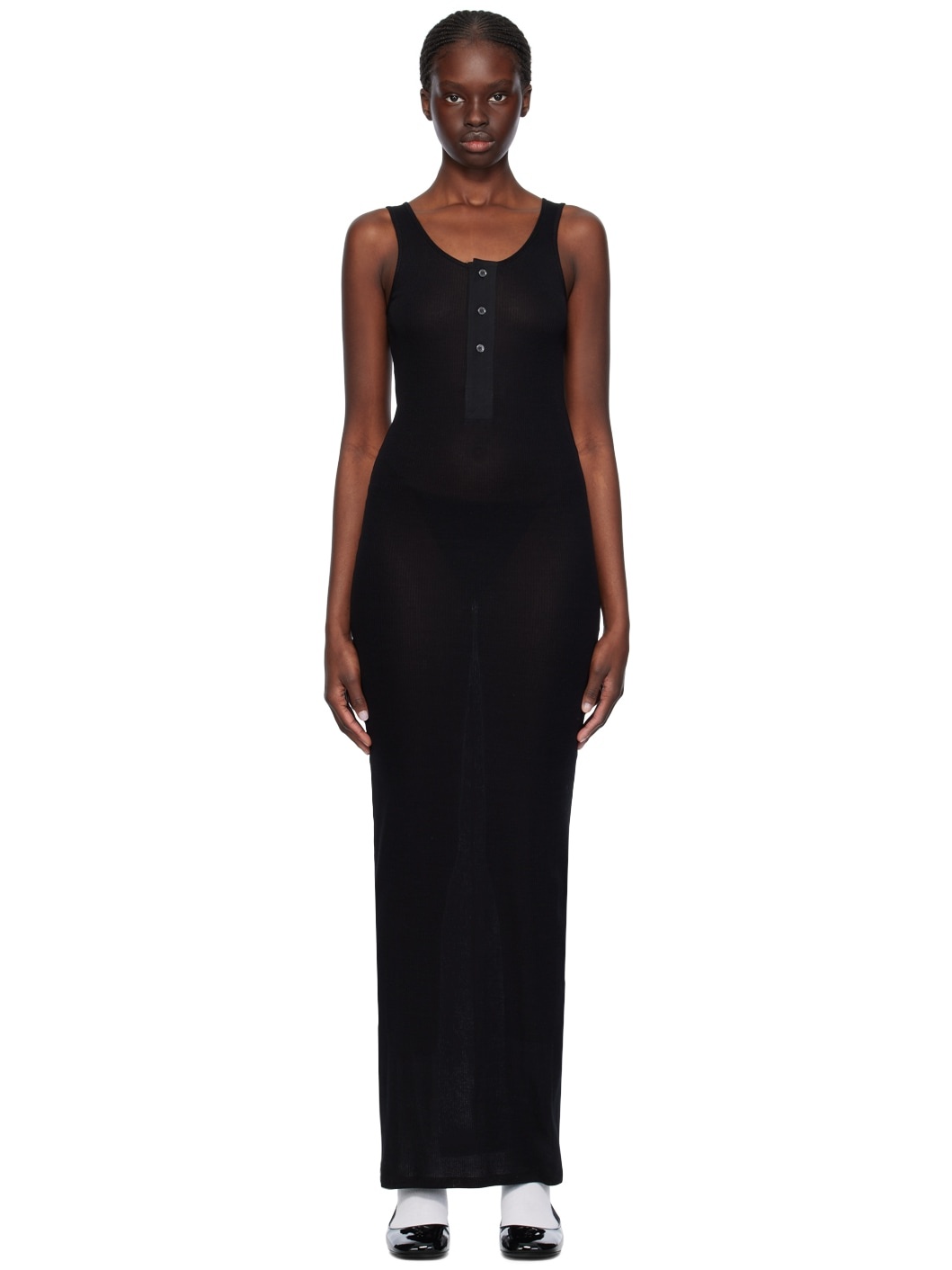 Black Button Maxi Dress - 1