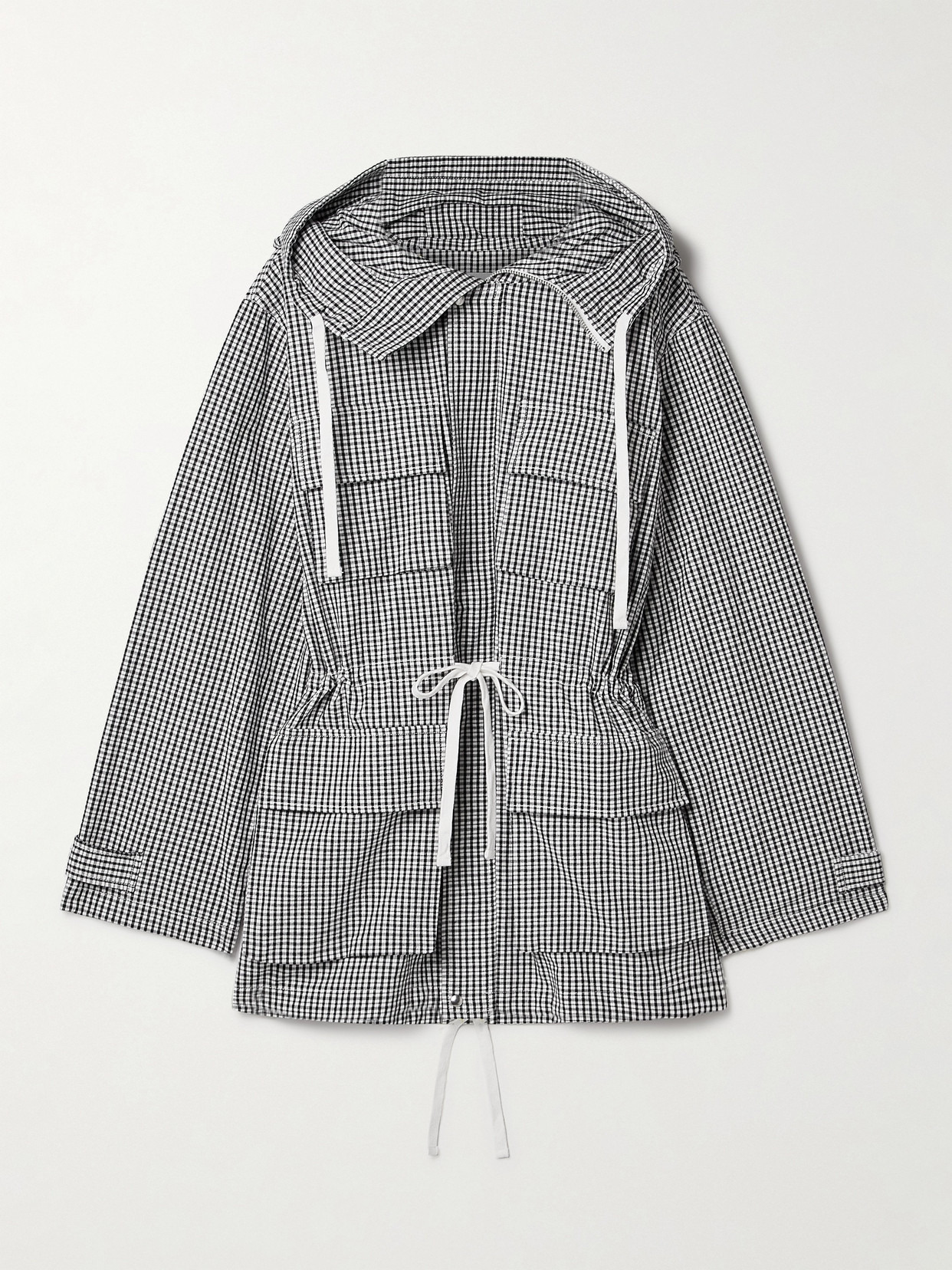 Nina Hooded Gingham Cotton And Linen-blend Jacket - 1