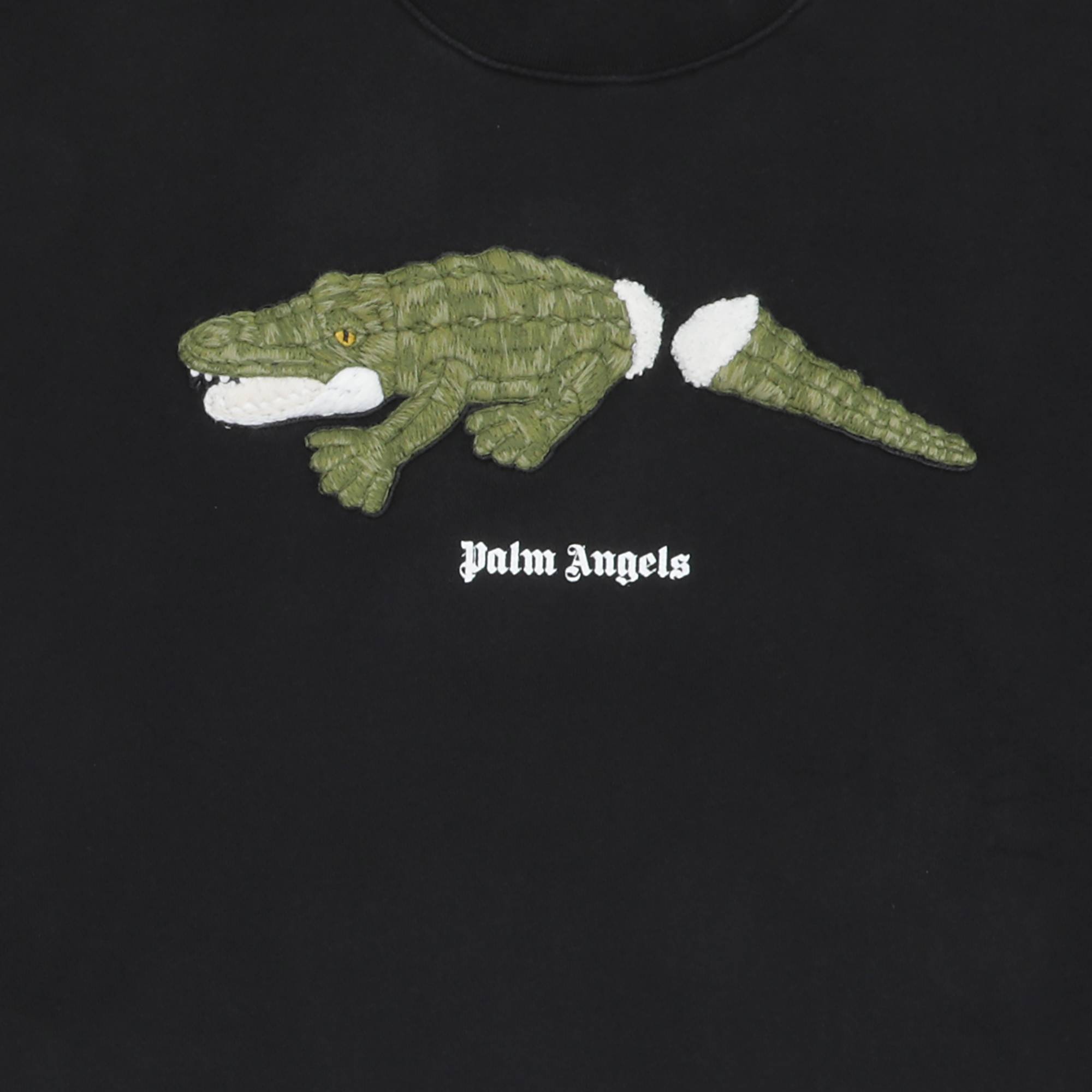 Palm Angels Croco Crewneck 'Black/Green' - 3