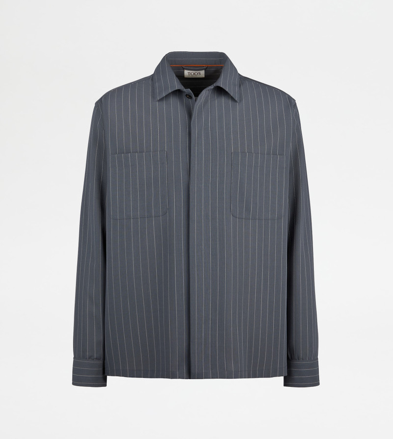SHIRT IN PINSTRIPE WOOL - GREY 1