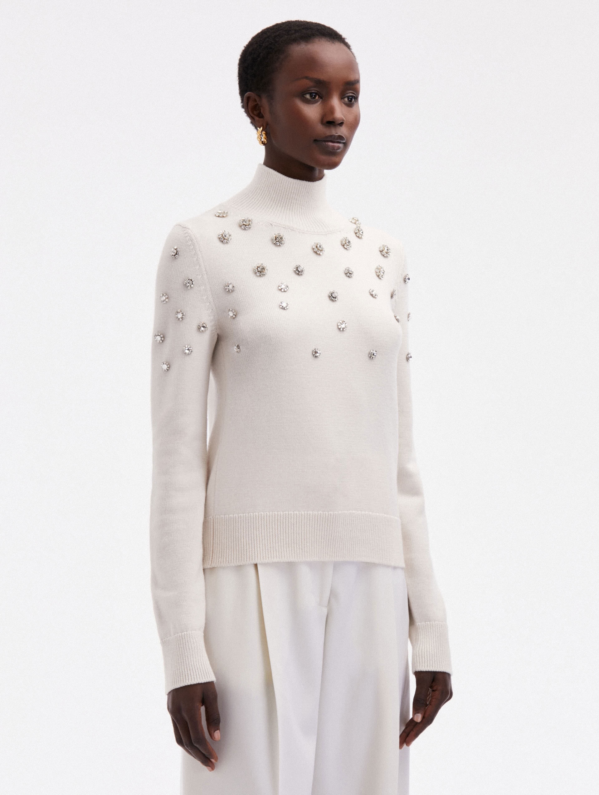 CRYSTAL EMBROIDERED TURTLENECK - 4