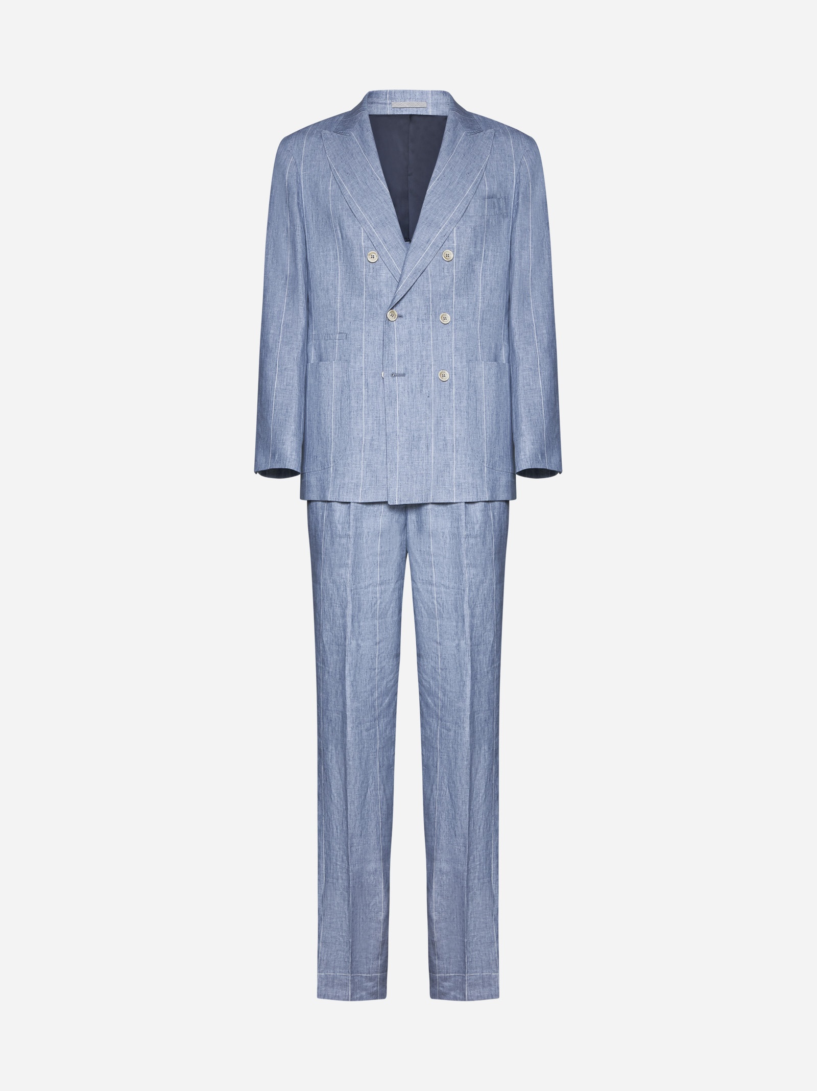 Pinstriped linen double-breasted suit - 1