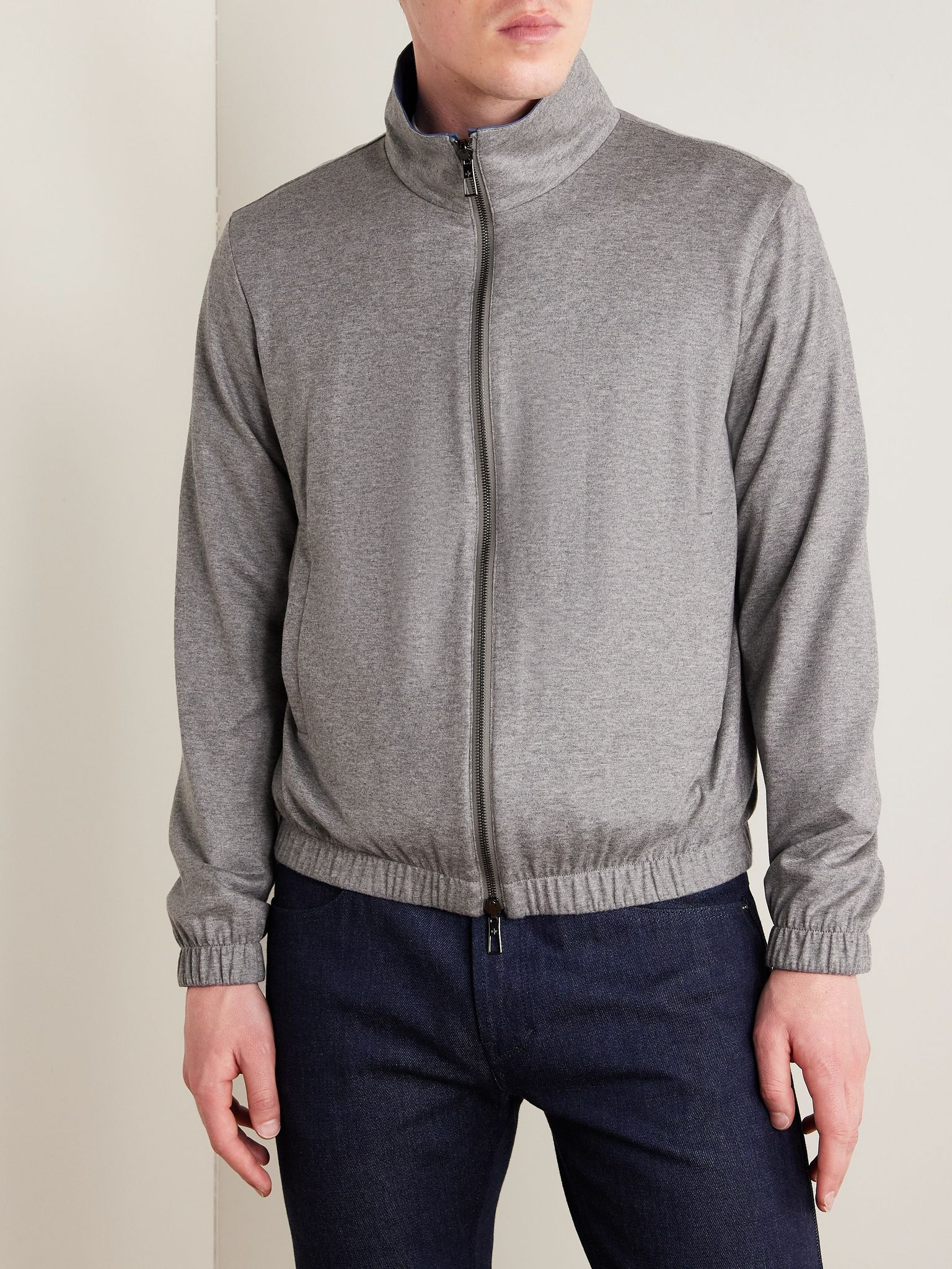 Reversible Windmate® Storm System® Nylon and Cashmere Blouson Jacket Blue - 6