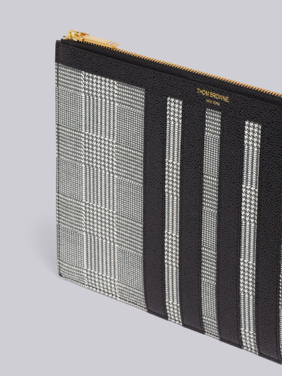Thom Browne Black and White Pebbled Prince of Wales Print 4-Bar Small Document Holder outlook