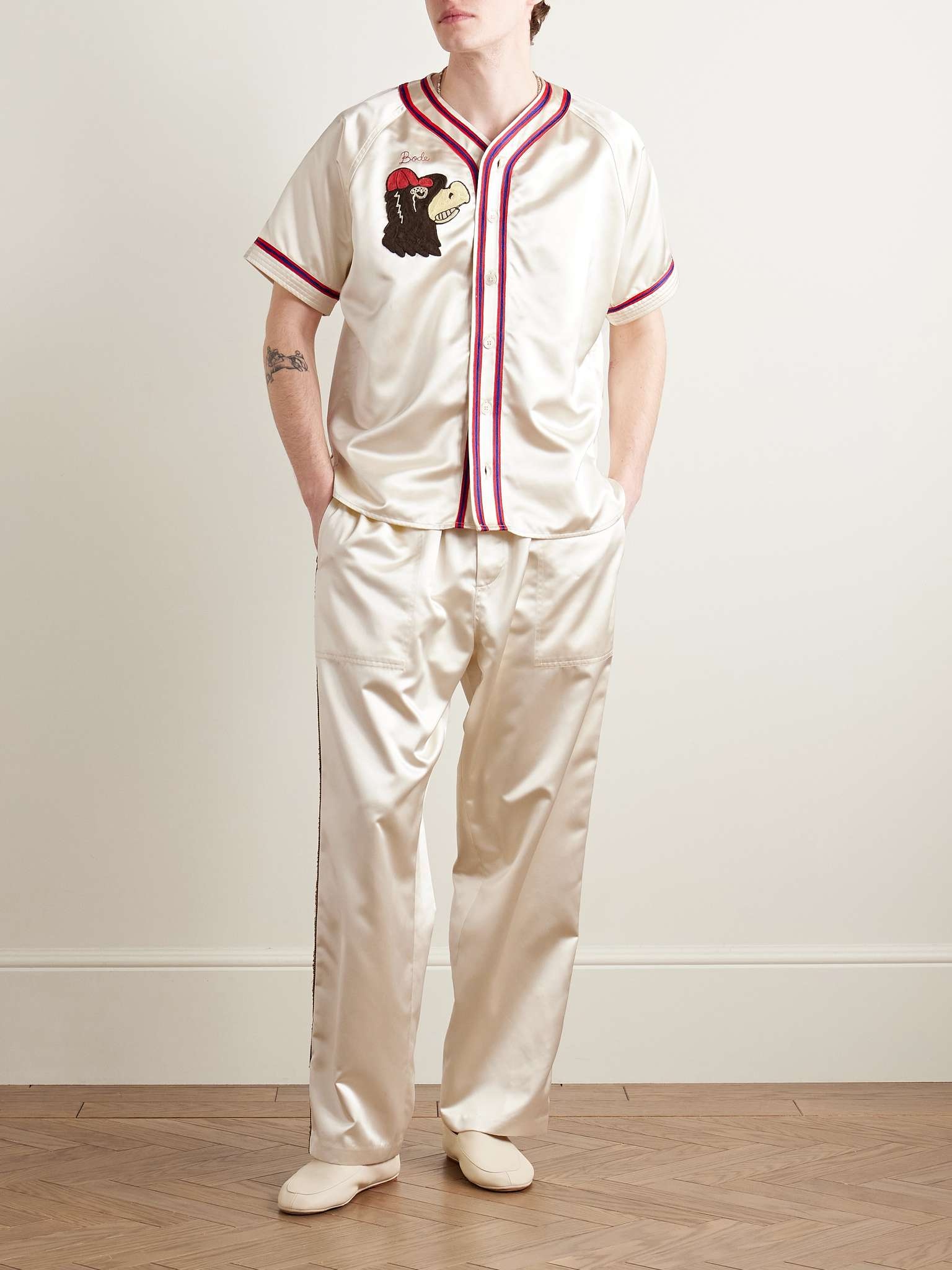 Redtail Appliquéd Embroidered Satin Shirt - 2