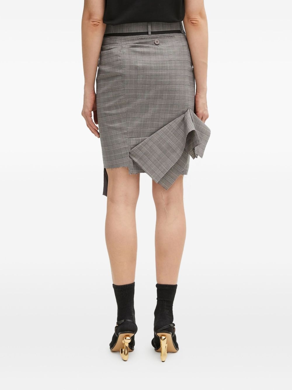 belted check-print skirt - 4