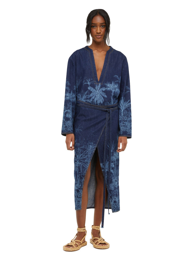 Jungle Toile De Jouy Denim Sarong Skirt 4