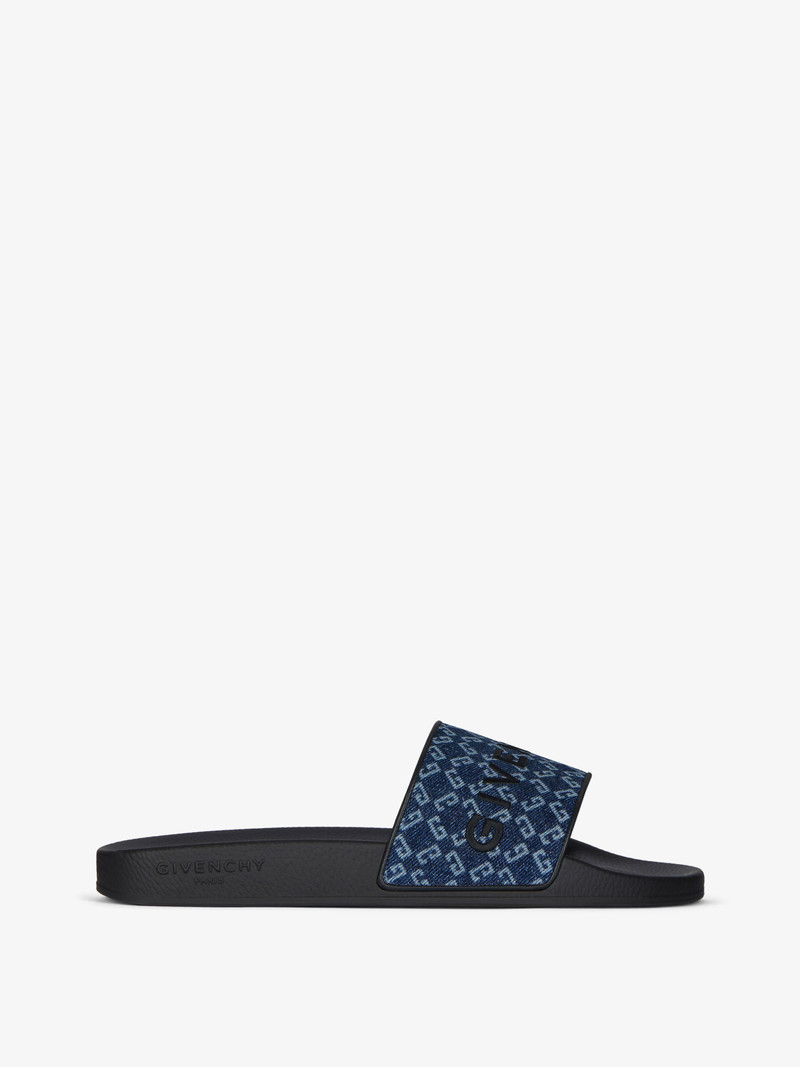 SLIDE FLAT MULES IN MONOGRAM 72 DENIM 1