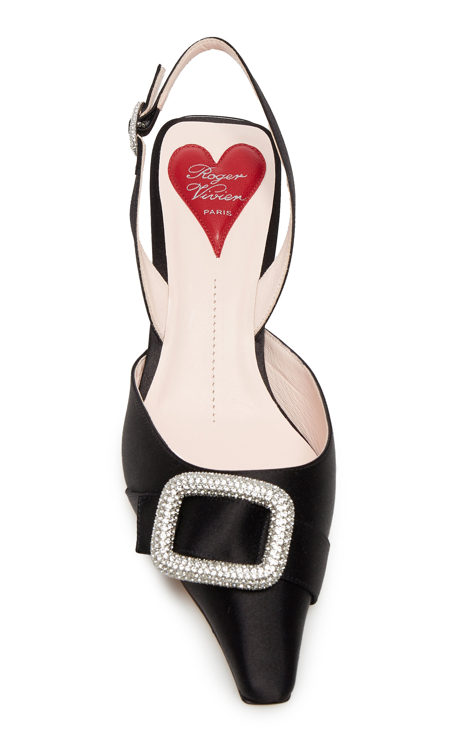 Dorsay Buckle-Embellished Satin Slingback Pumps black - 3