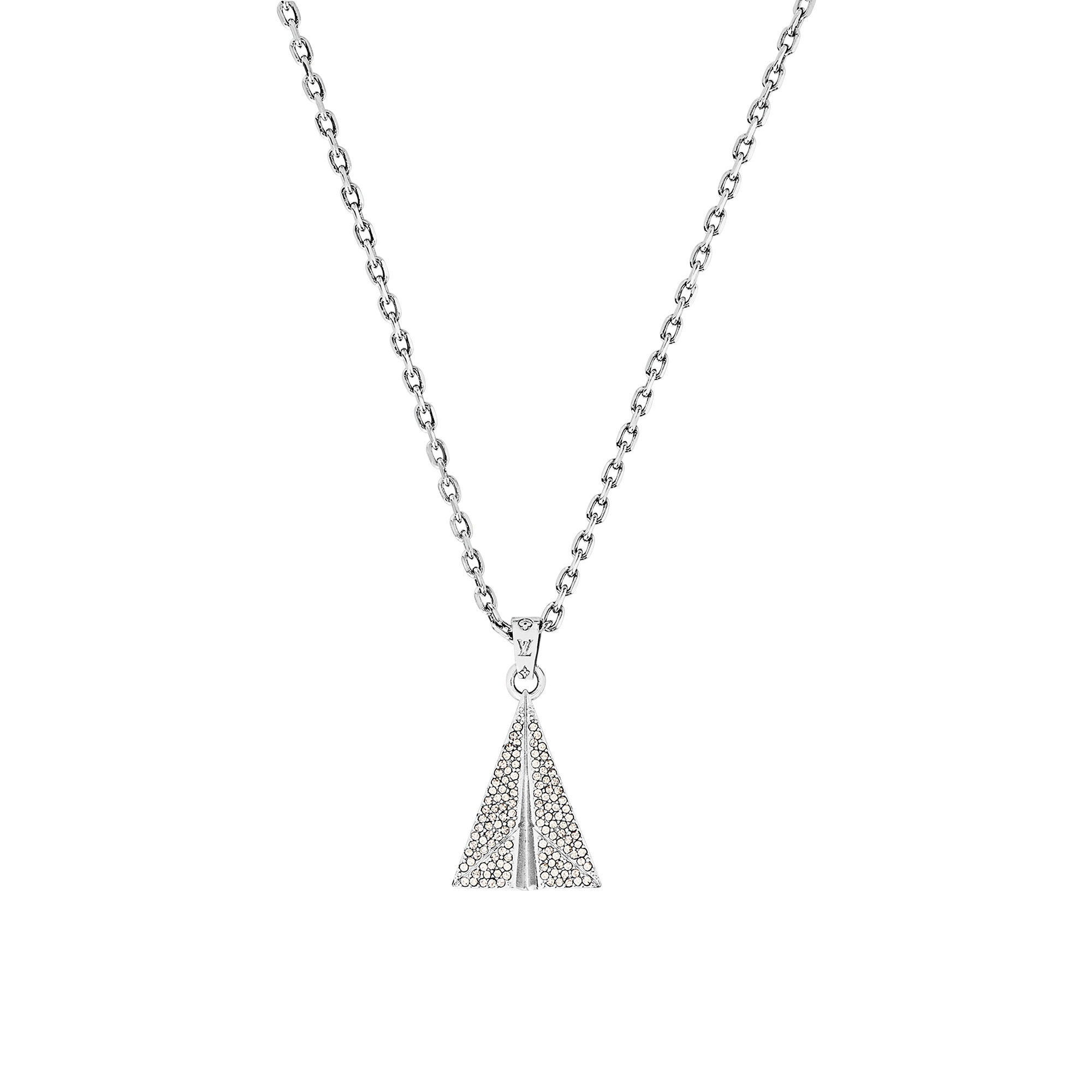 Louis Vuitton LV Paperplane Necklace Silver Metal & Zircon