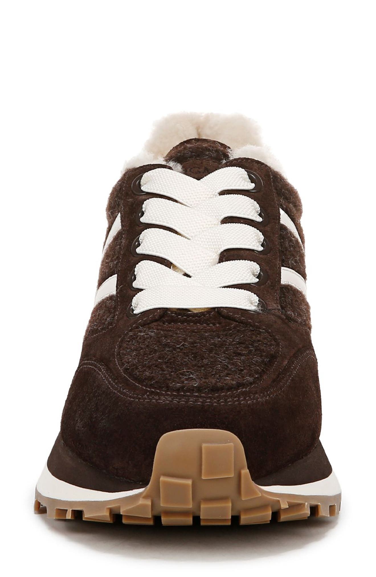 Veronica Beard Valentina Genuine Shearling Lined Sneaker in Espresso at Nordstrom - 4