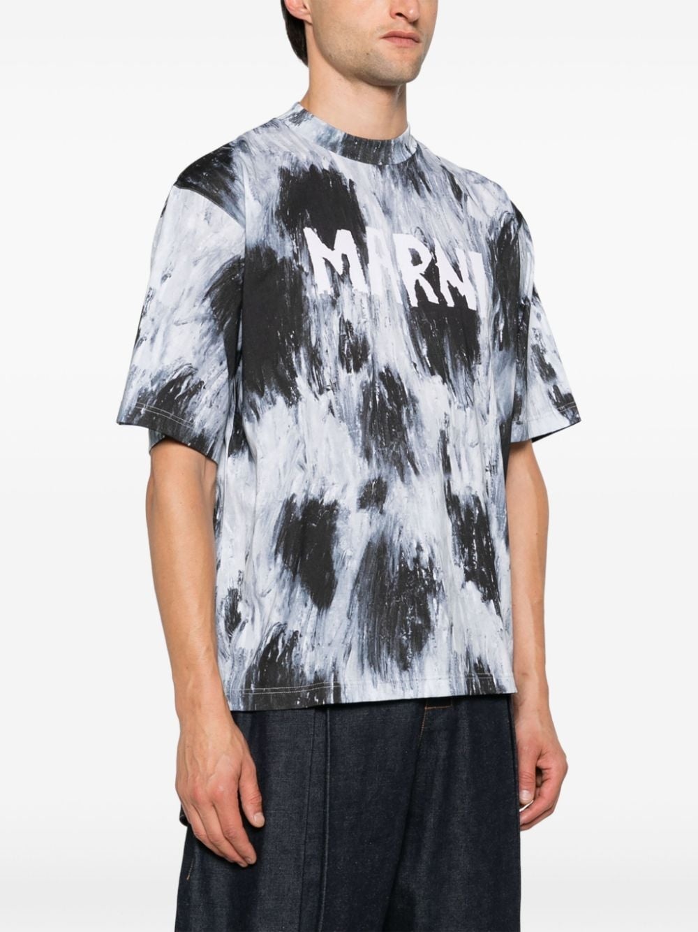 brush strokes-print T-shirt - 3