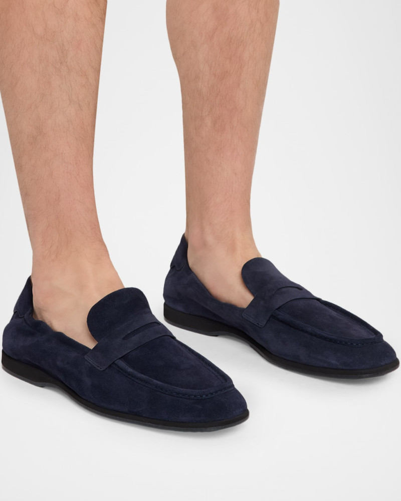 Brioni Men's Suede Flex-Sole Penny Loafers outlook