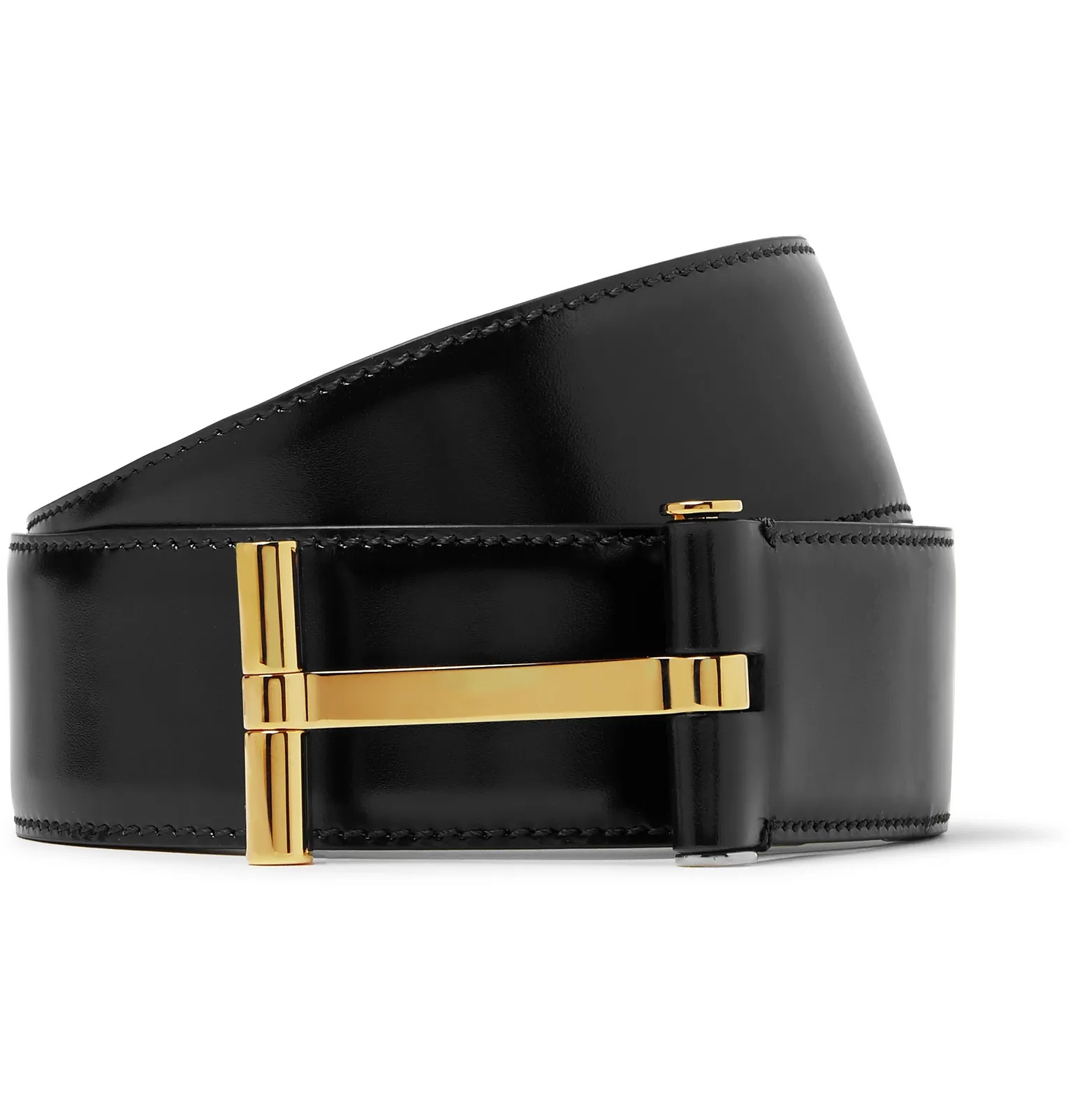 4cm Black Leather Belt - 1