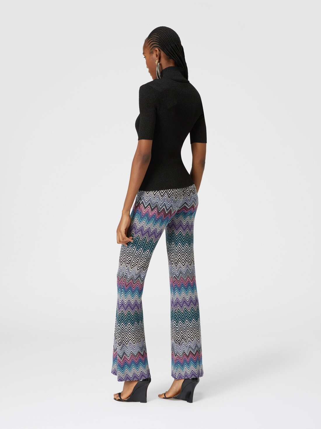 Flare zig zag wool trousers - 3