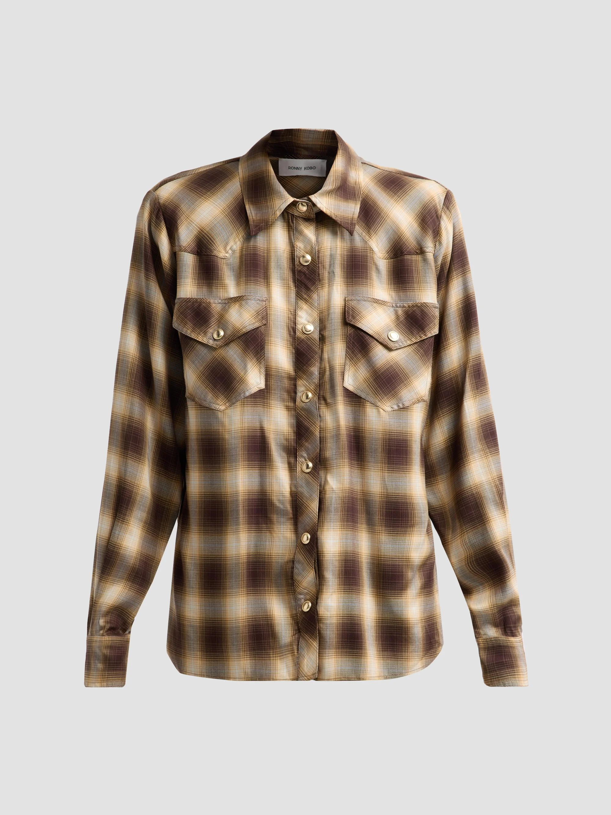 Women's Tatie Plaid Shirt - Brown Multi - 1