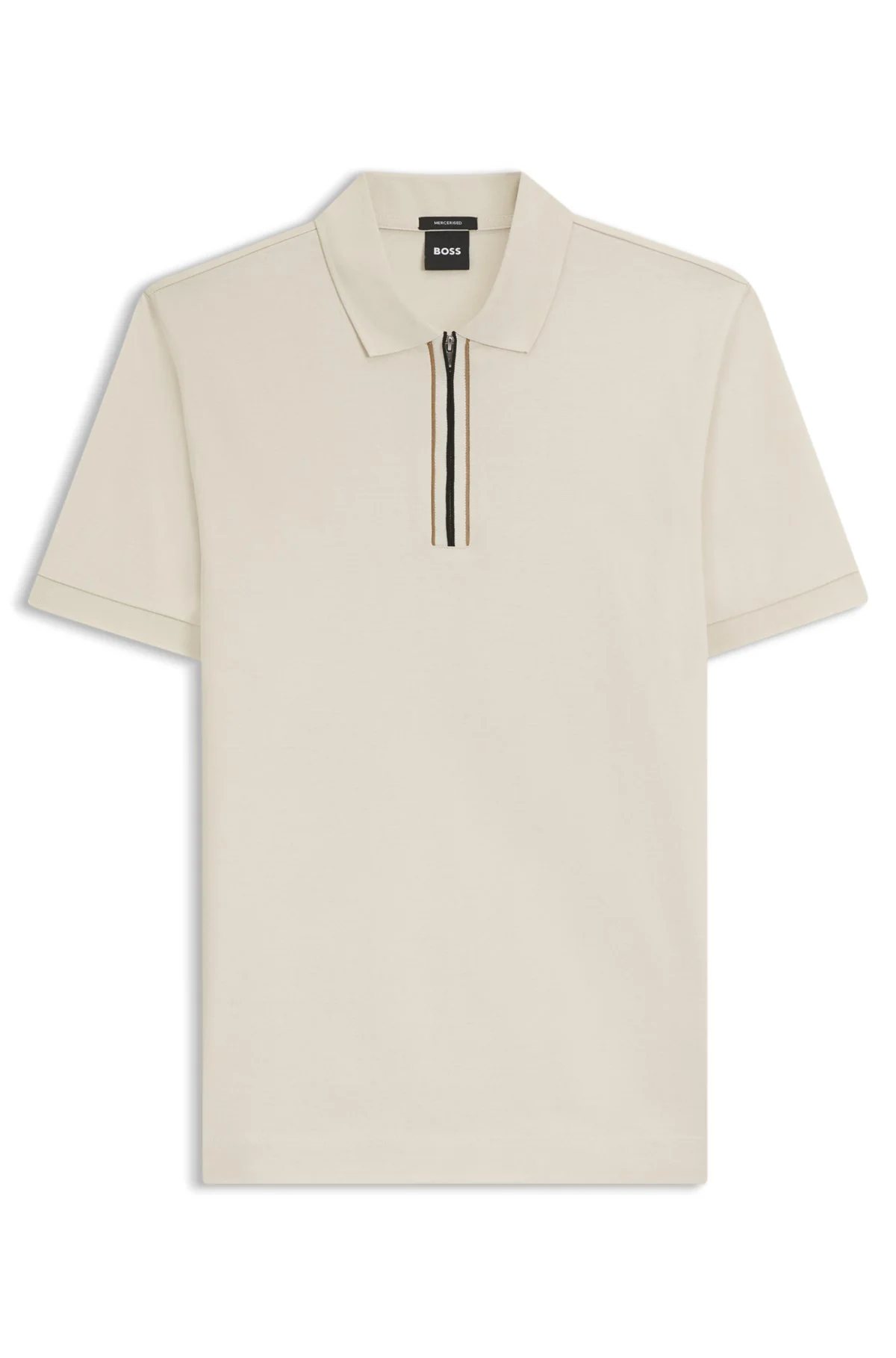 MERCERIZED COTTON POLO SHIRT WITH CONTRAST ZIP - 1